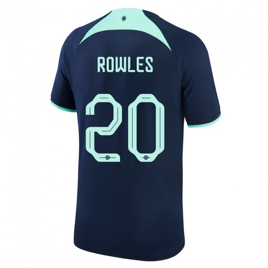 Børn Australiens Kye Rowles #20 Mørkeblå Udebane Spillertrøjer 22-24 Trøje T-shirt