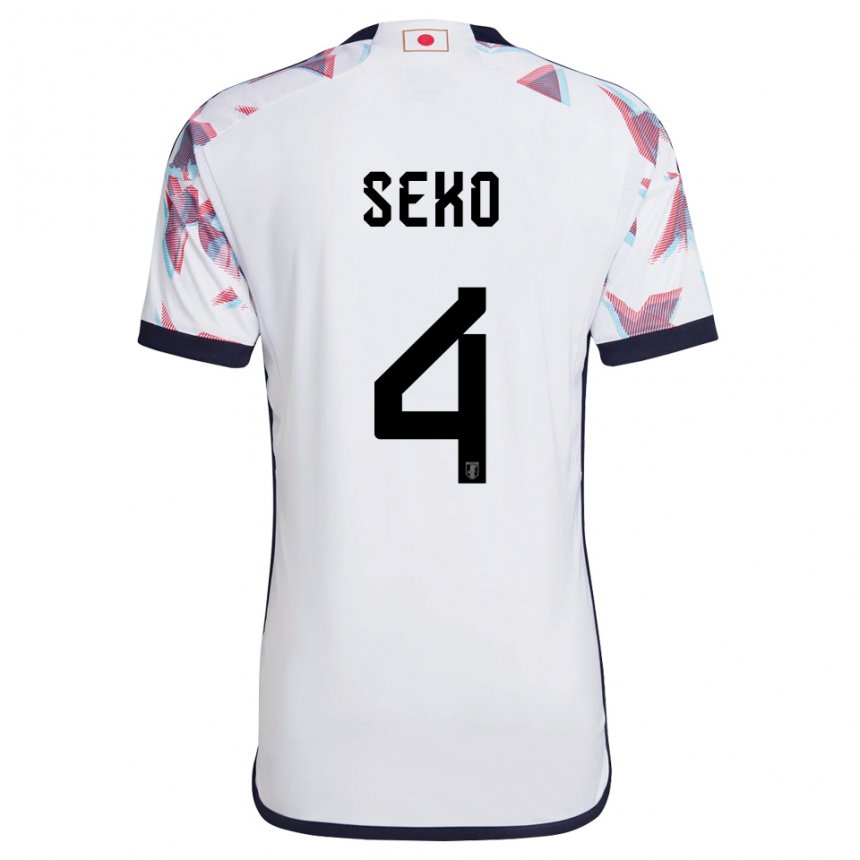 Børn Japans Ayumu Seko #4 Hvid Udebane Spillertrøjer 22-24 Trøje T-shirt