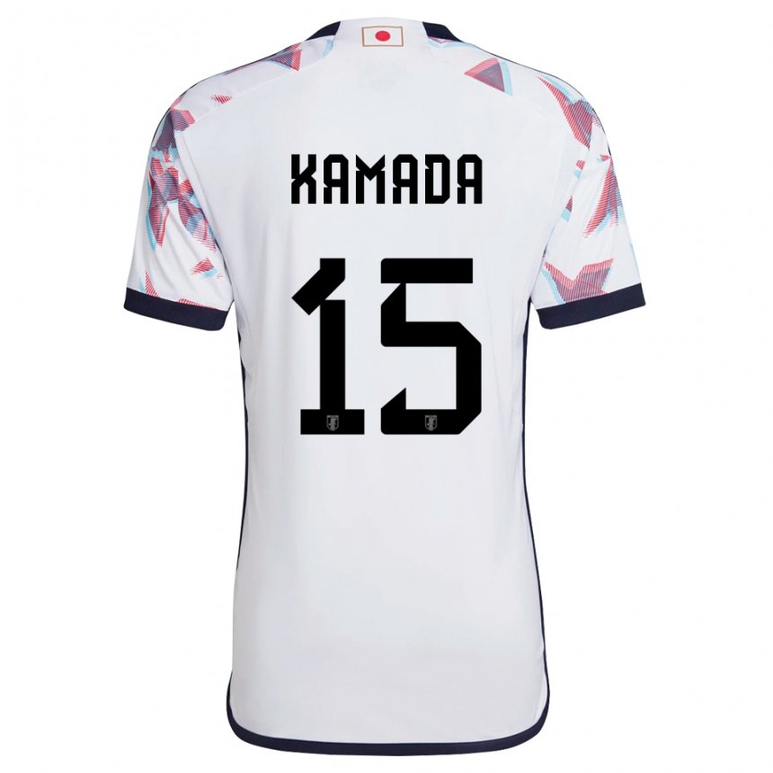 Børn Japans Daichi Kamada #15 Hvid Udebane Spillertrøjer 22-24 Trøje T-shirt