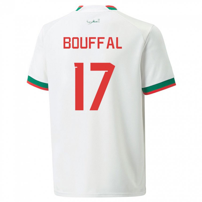 Børn Marokkos Soufiane Bouffal #17 Hvid Udebane Spillertrøjer 22-24 Trøje T-shirt