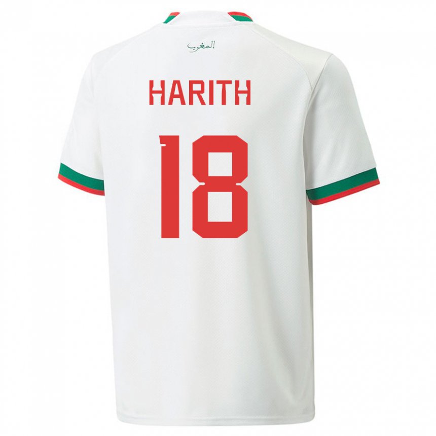 Børn Marokkos Amine Harith #18 Hvid Udebane Spillertrøjer 22-24 Trøje T-shirt