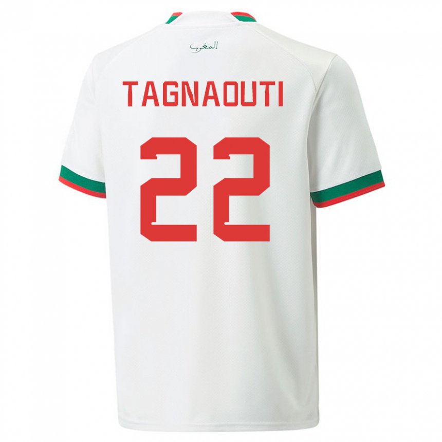 Børn Marokkos Ahmed Reda Tagnaouti #22 Hvid Udebane Spillertrøjer 22-24 Trøje T-shirt