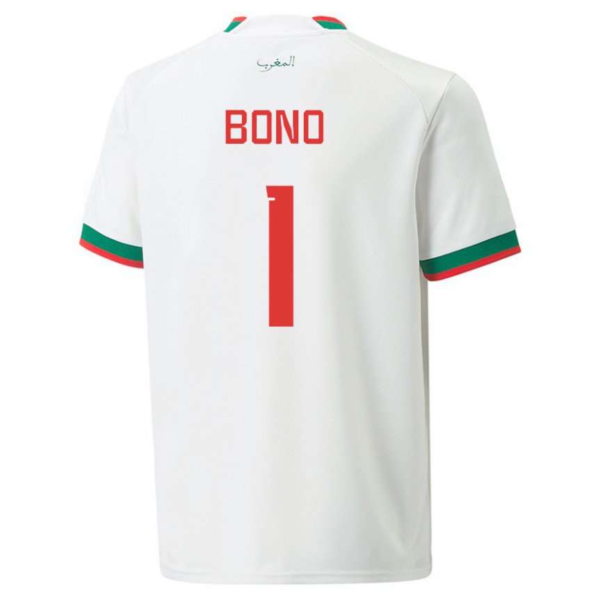 Børn Marokkos Bono #1 Hvid Udebane Spillertrøjer 22-24 Trøje T-shirt