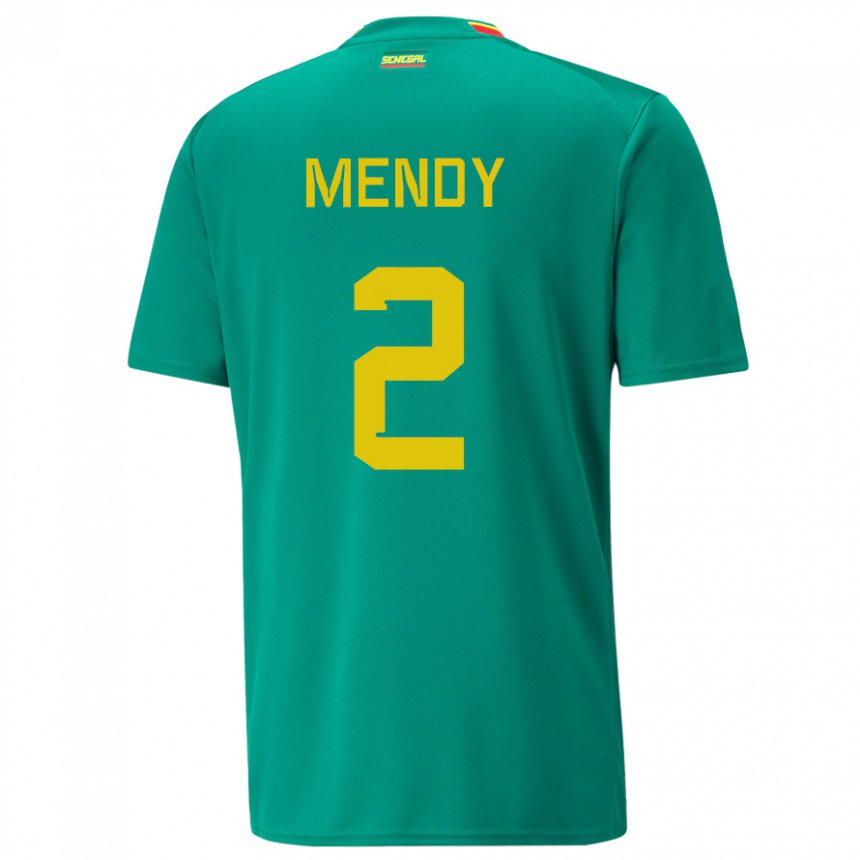 Børn Senegals Formose Mendy #2 Grøn Udebane Spillertrøjer 22-24 Trøje T-shirt