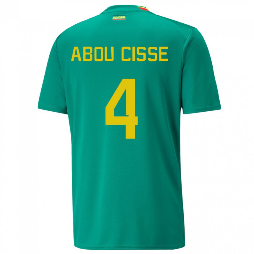 Børn Senegals Pape Abou Cisse #4 Grøn Udebane Spillertrøjer 22-24 Trøje T-shirt