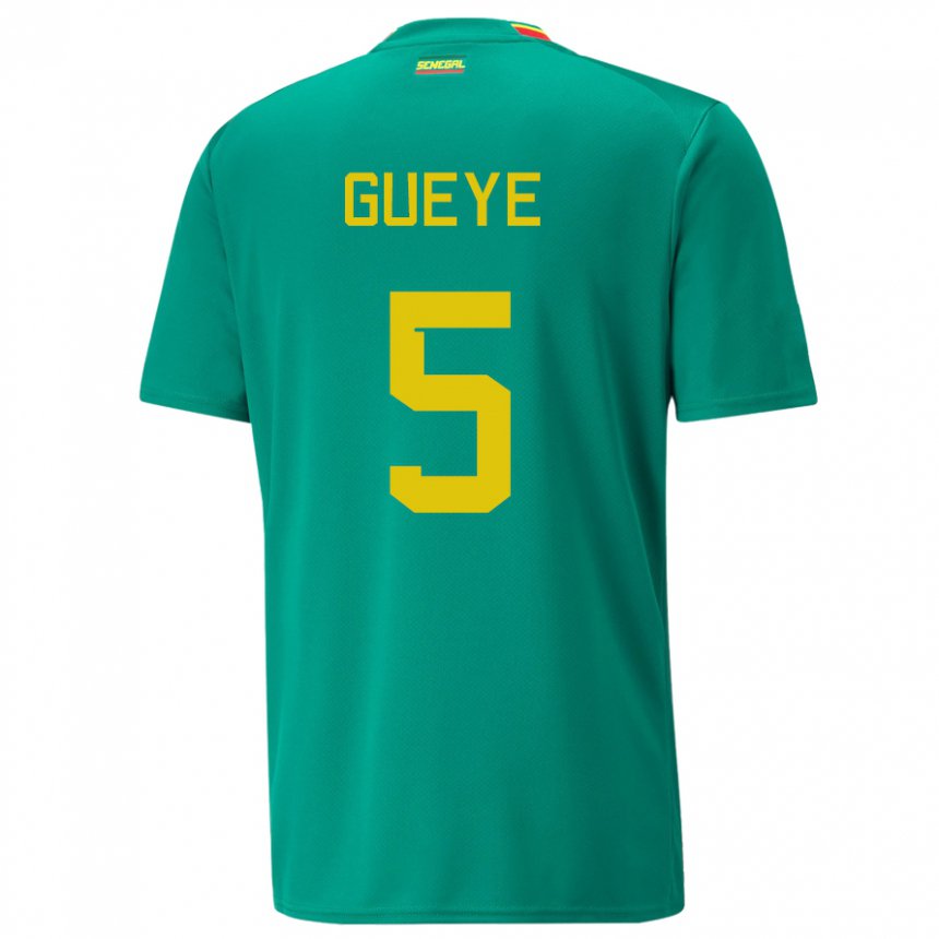 Børn Senegals Idrissa Gueye #5 Grøn Udebane Spillertrøjer 22-24 Trøje T-shirt
