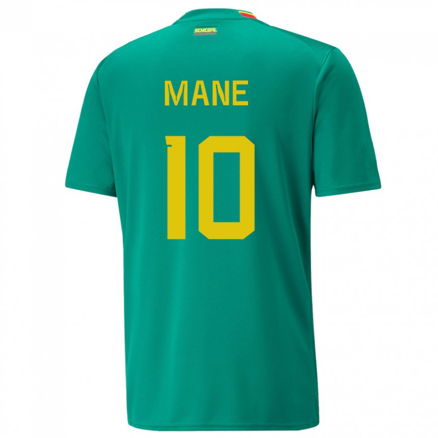 Børn Senegals Sadio Mane #10 Grøn Udebane Spillertrøjer 22-24 Trøje T-shirt