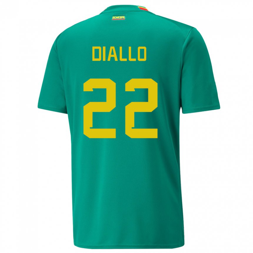 Børn Senegals Abdou Diallo #22 Grøn Udebane Spillertrøjer 22-24 Trøje T-shirt