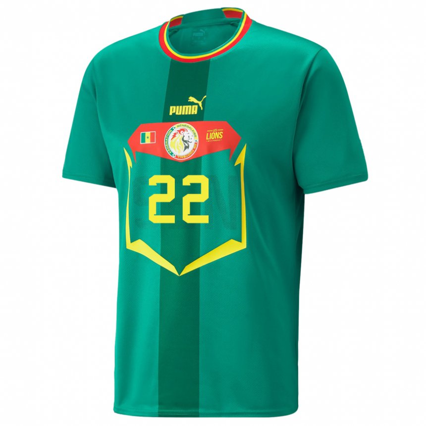 Børn Senegals Abdou Diallo #22 Grøn Udebane Spillertrøjer 22-24 Trøje T-shirt