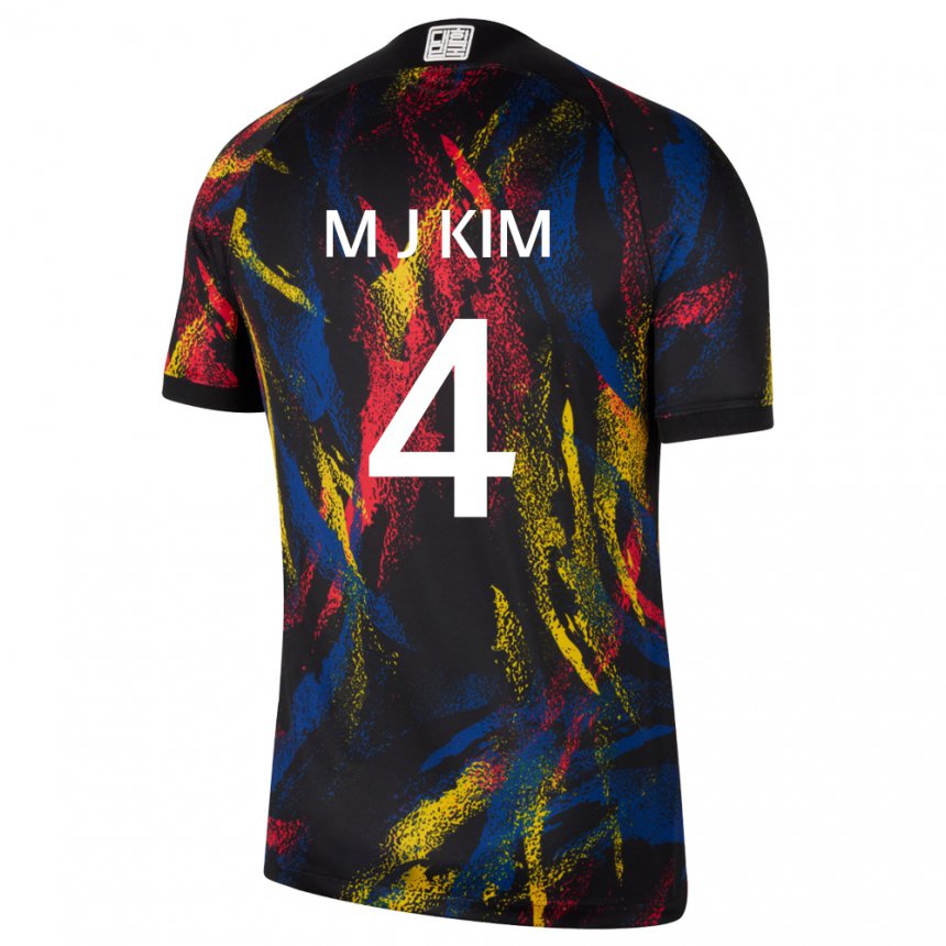 Børn Sydkoreas Min-jae Kim #4 Flerfarvet Udebane Spillertrøjer 22-24 Trøje T-shirt