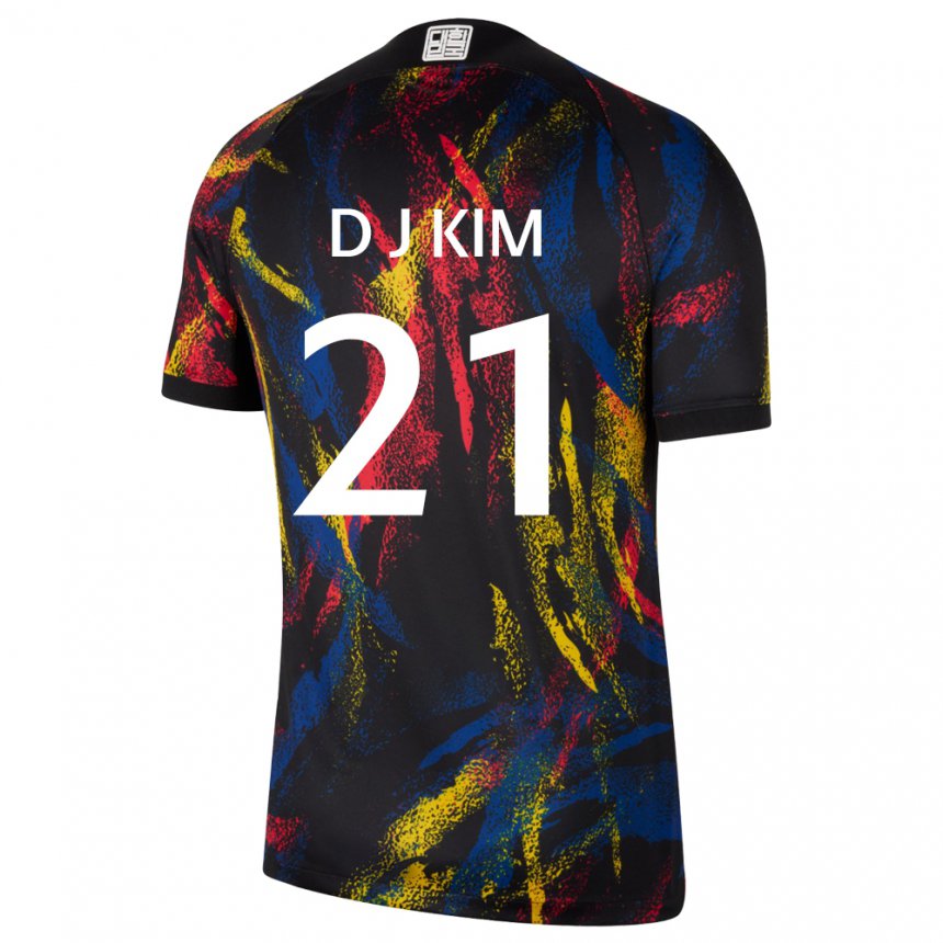Børn Sydkoreas Dong-jun Kim #21 Flerfarvet Udebane Spillertrøjer 22-24 Trøje T-shirt