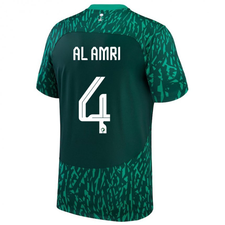 Børn Saudi-arabiens Abdulelah Al Amri #4 Mørkegrøn Udebane Spillertrøjer 22-24 Trøje T-shirt
