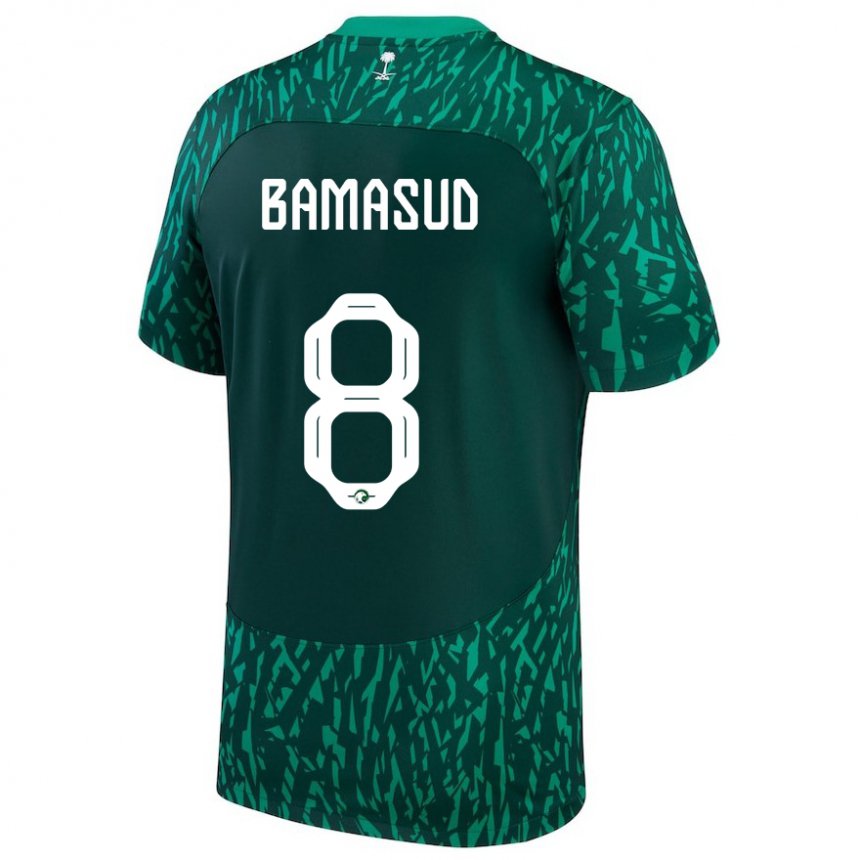 Børn Saudi-arabiens Ahmed Bamasud #8 Mørkegrøn Udebane Spillertrøjer 22-24 Trøje T-shirt