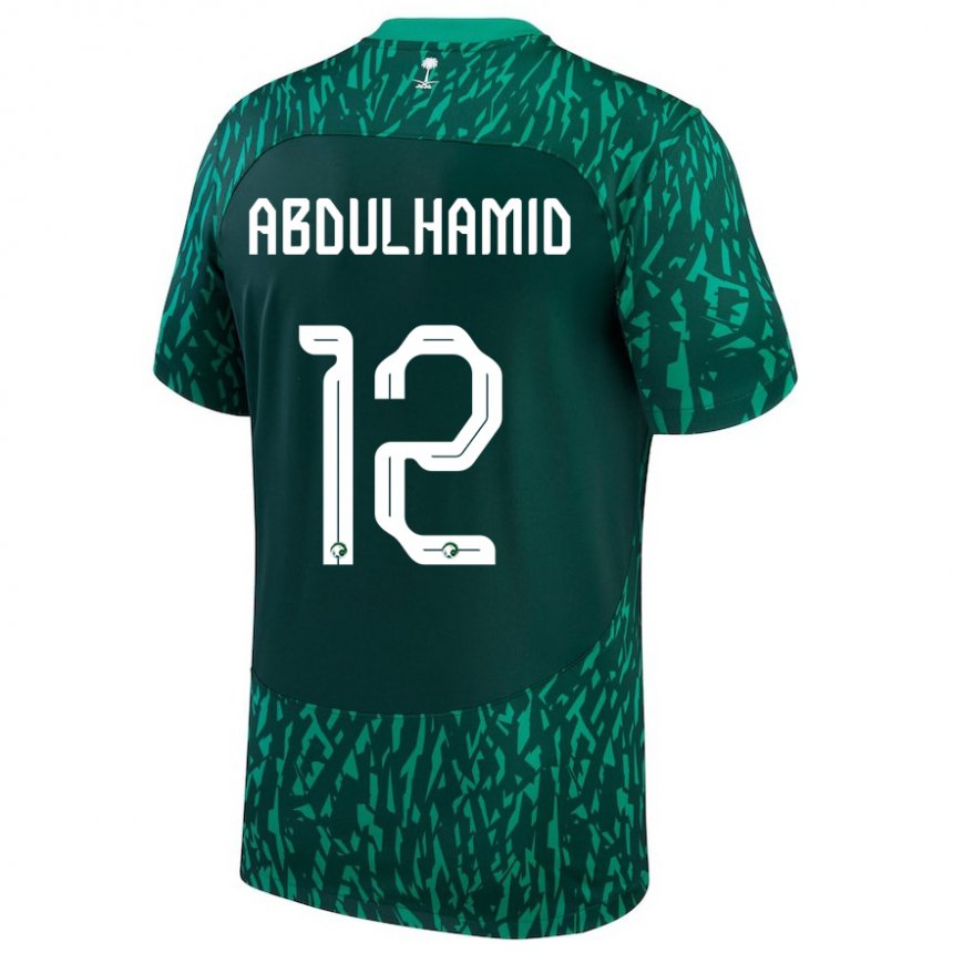 Børn Saudi-arabiens Saud Abdulhamid #12 Mørkegrøn Udebane Spillertrøjer 22-24 Trøje T-shirt