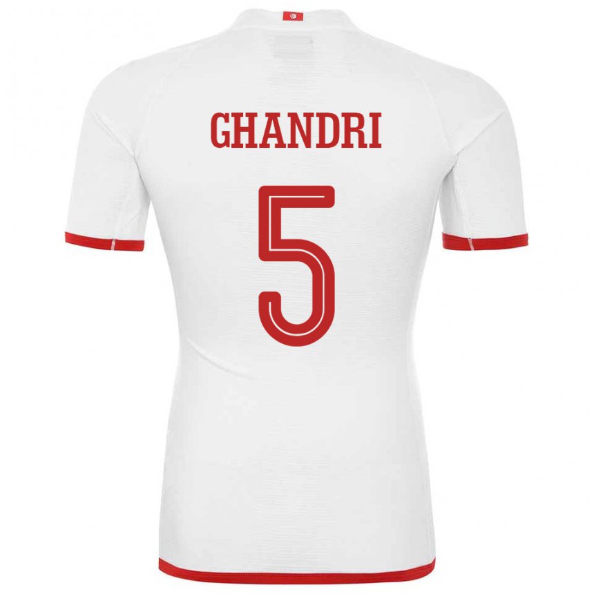 Børn Tunesiens Nader Ghandri #5 Hvid Udebane Spillertrøjer 22-24 Trøje T-shirt