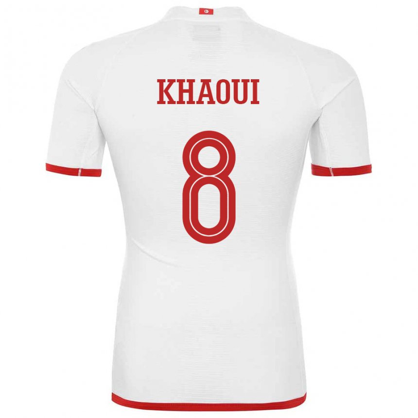Børn Tunesiens Saif Eddine Khaoui #8 Hvid Udebane Spillertrøjer 22-24 Trøje T-shirt
