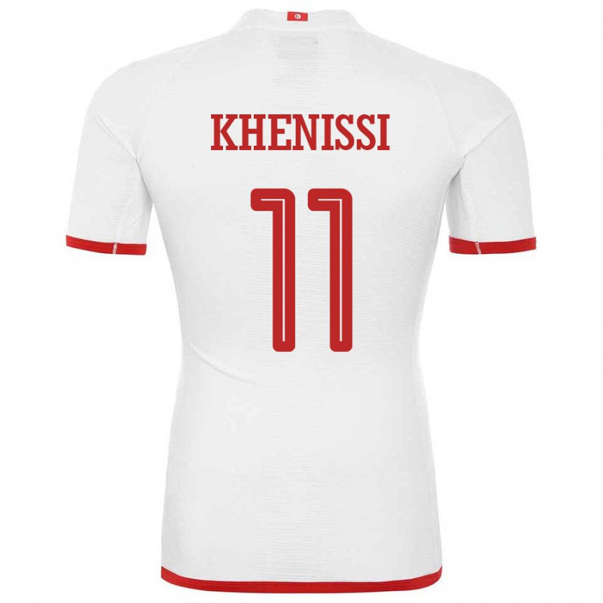 Børn Tunesiens Taha Yassine Khenissi #11 Hvid Udebane Spillertrøjer 22-24 Trøje T-shirt
