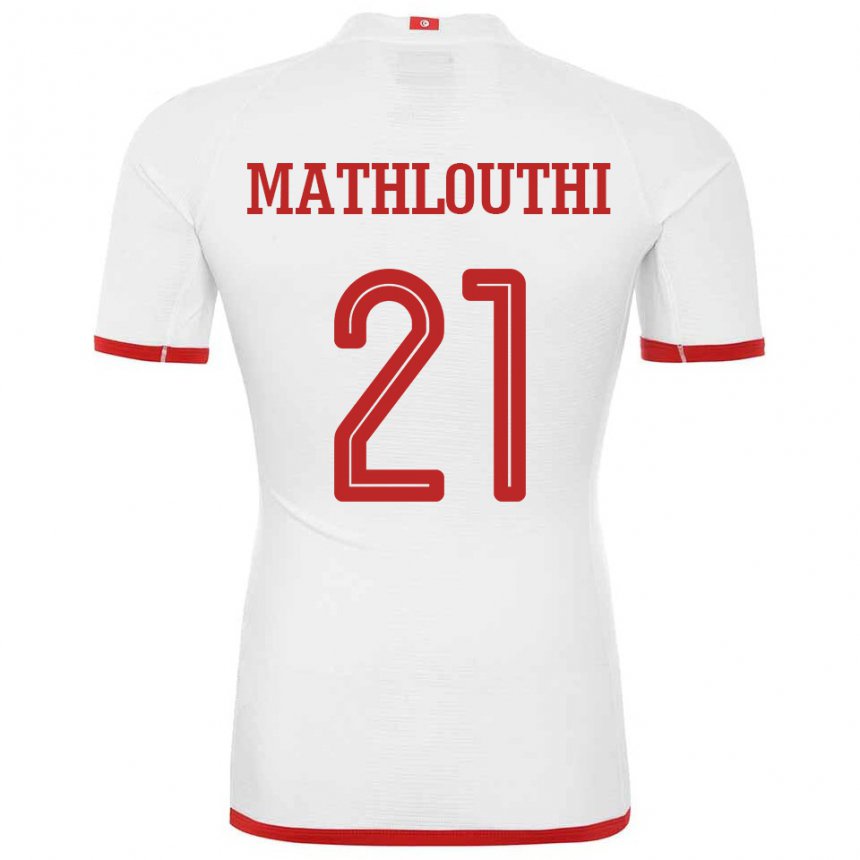Børn Tunesiens Hamza Mathlouthi #21 Hvid Udebane Spillertrøjer 22-24 Trøje T-shirt