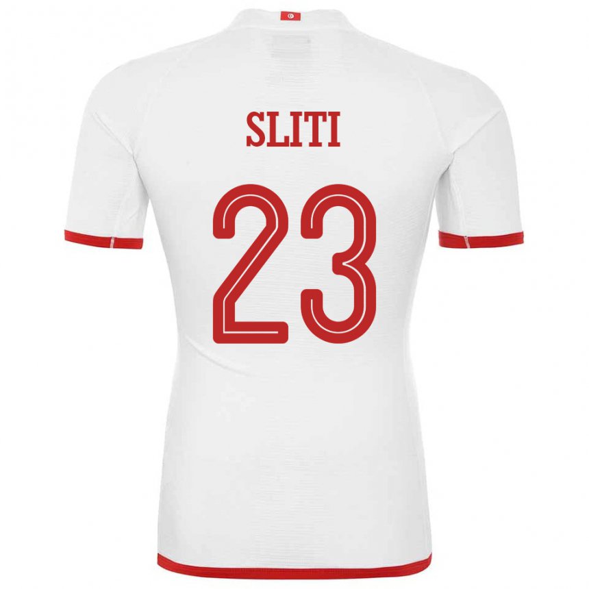 Børn Tunesiens Naim Sliti #23 Hvid Udebane Spillertrøjer 22-24 Trøje T-shirt
