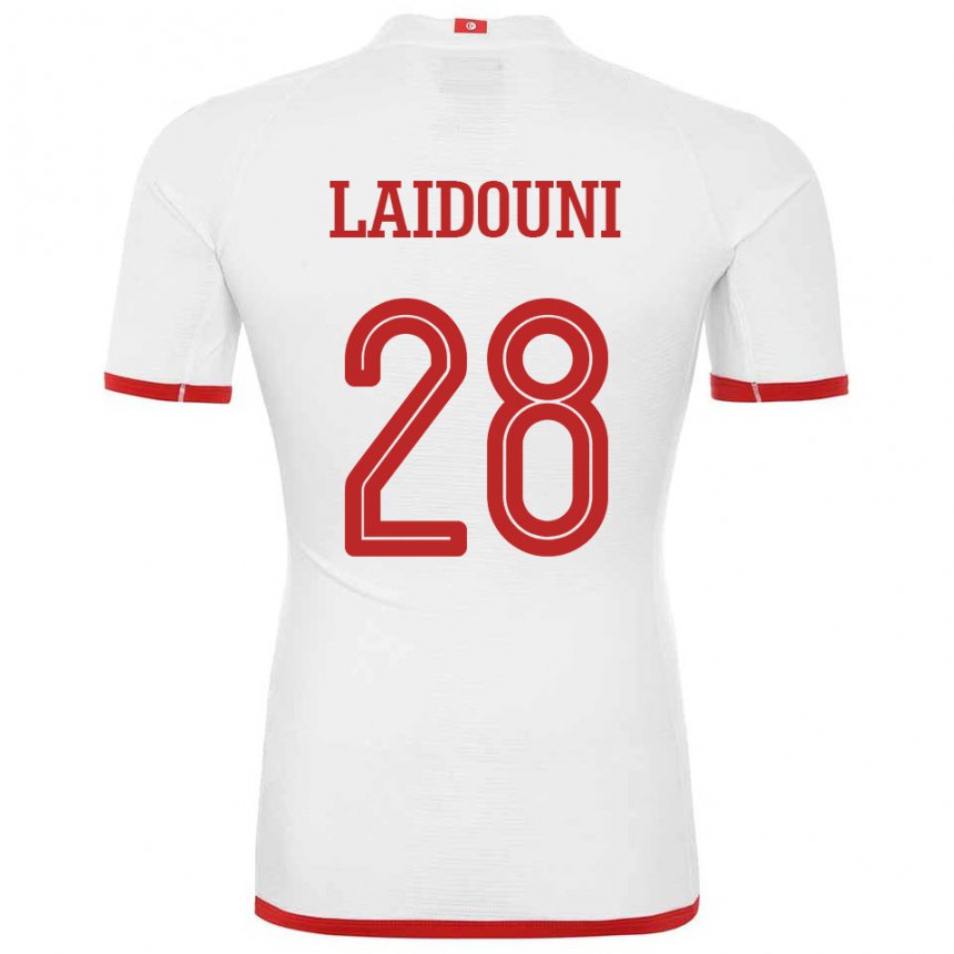 Børn Tunesiens Aissa Laidouni #28 Hvid Udebane Spillertrøjer 22-24 Trøje T-shirt