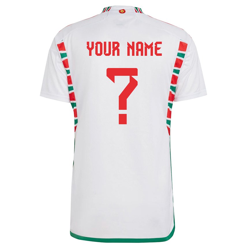 Børn Wales Dit Navn #0 Hvid Udebane Spillertrøjer 22-24 Trøje T-shirt