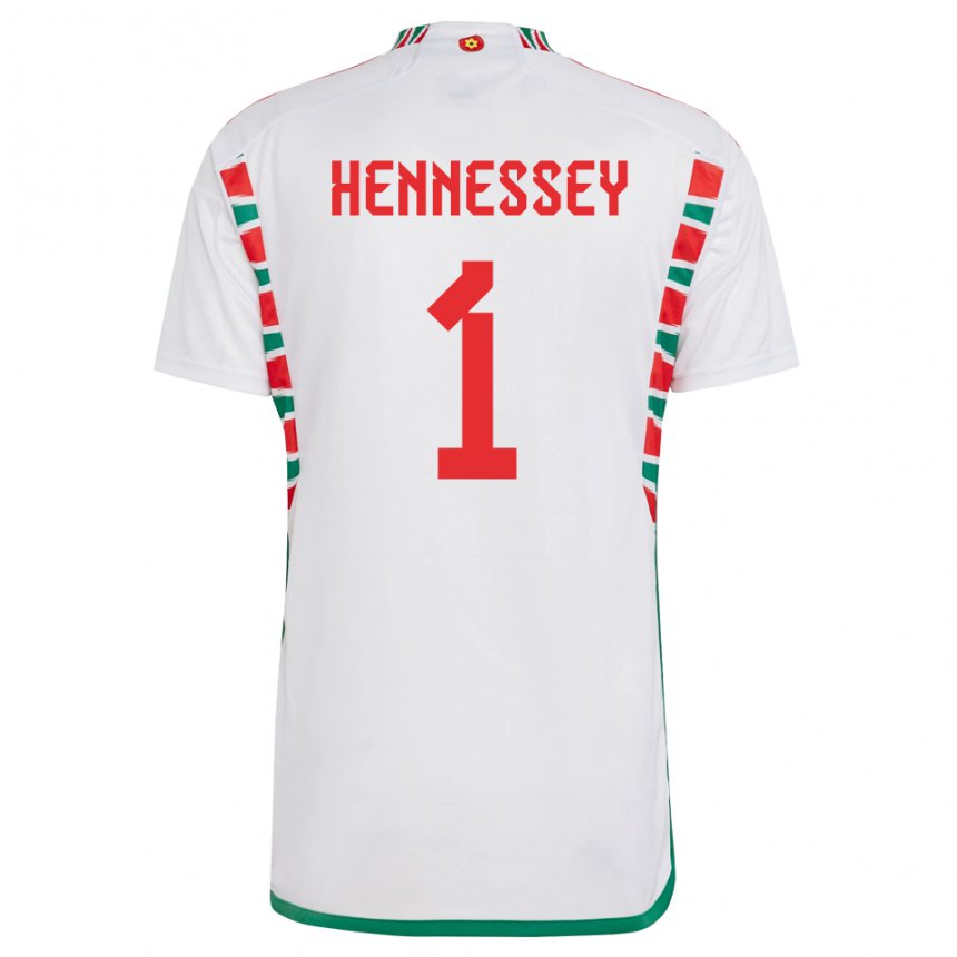 Børn Wales Wayne Hennessey #1 Hvid Udebane Spillertrøjer 22-24 Trøje T-shirt