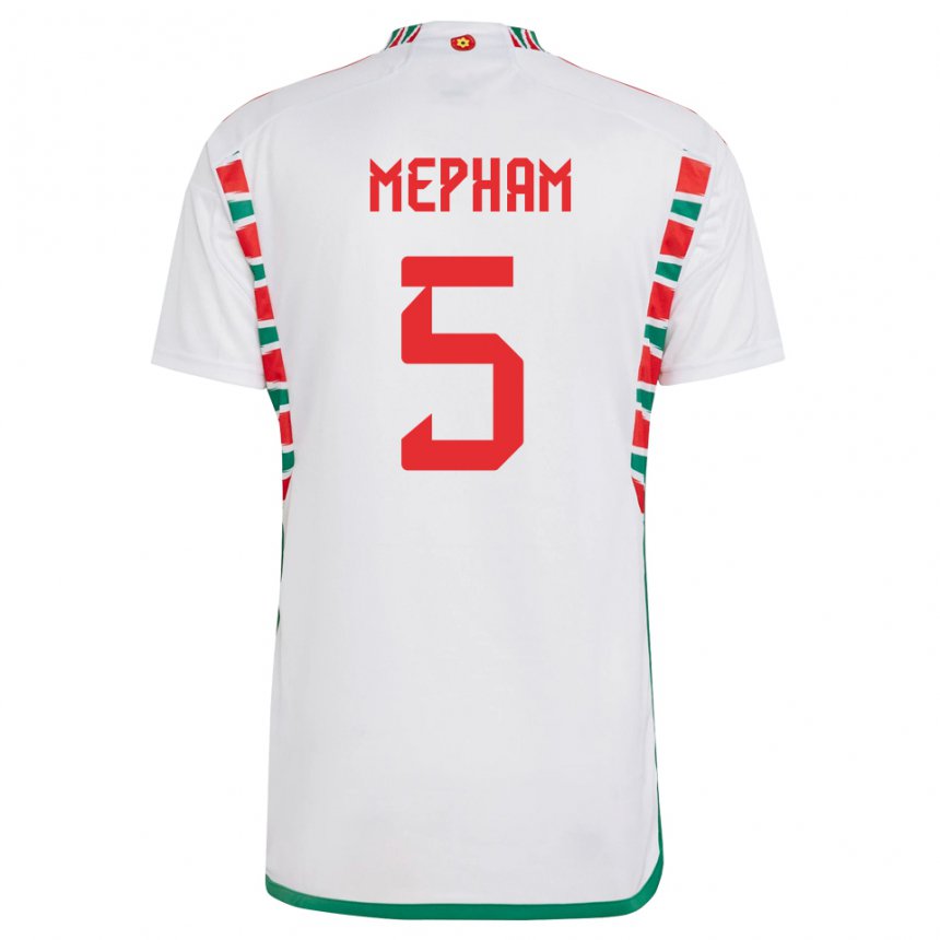 Børn Wales Chris Mepham #5 Hvid Udebane Spillertrøjer 22-24 Trøje T-shirt
