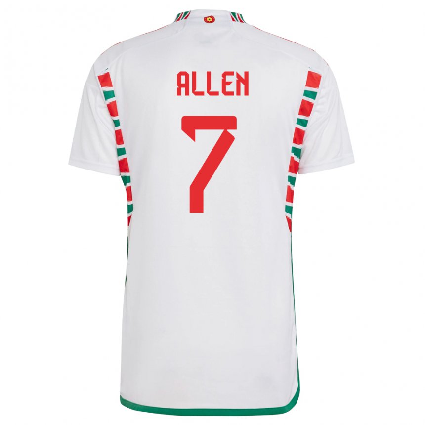 Børn Wales Joe Allen #7 Hvid Udebane Spillertrøjer 22-24 Trøje T-shirt