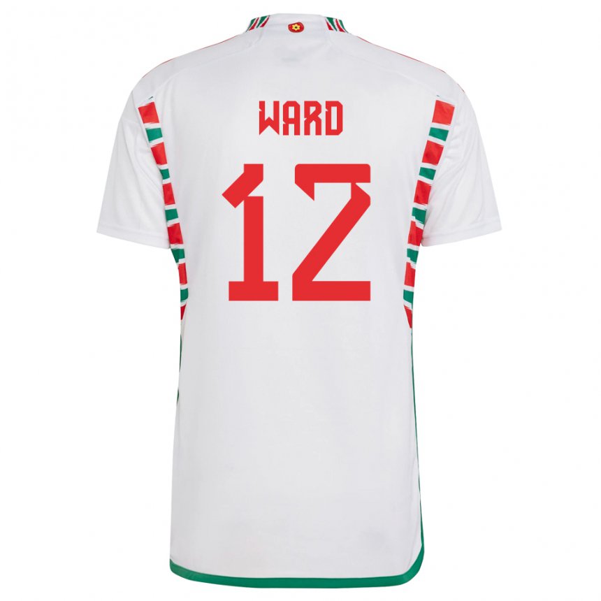 Børn Wales Danny Ward #12 Hvid Udebane Spillertrøjer 22-24 Trøje T-shirt