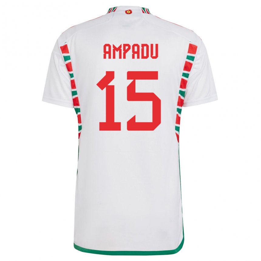 Børn Wales Ethan Ampadu #15 Hvid Udebane Spillertrøjer 22-24 Trøje T-shirt