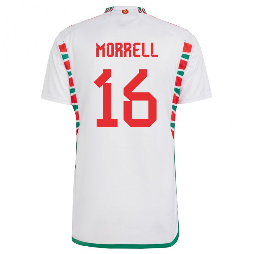 Børn Wales Joe Morrell #16 Hvid Udebane Spillertrøjer 22-24 Trøje T-shirt