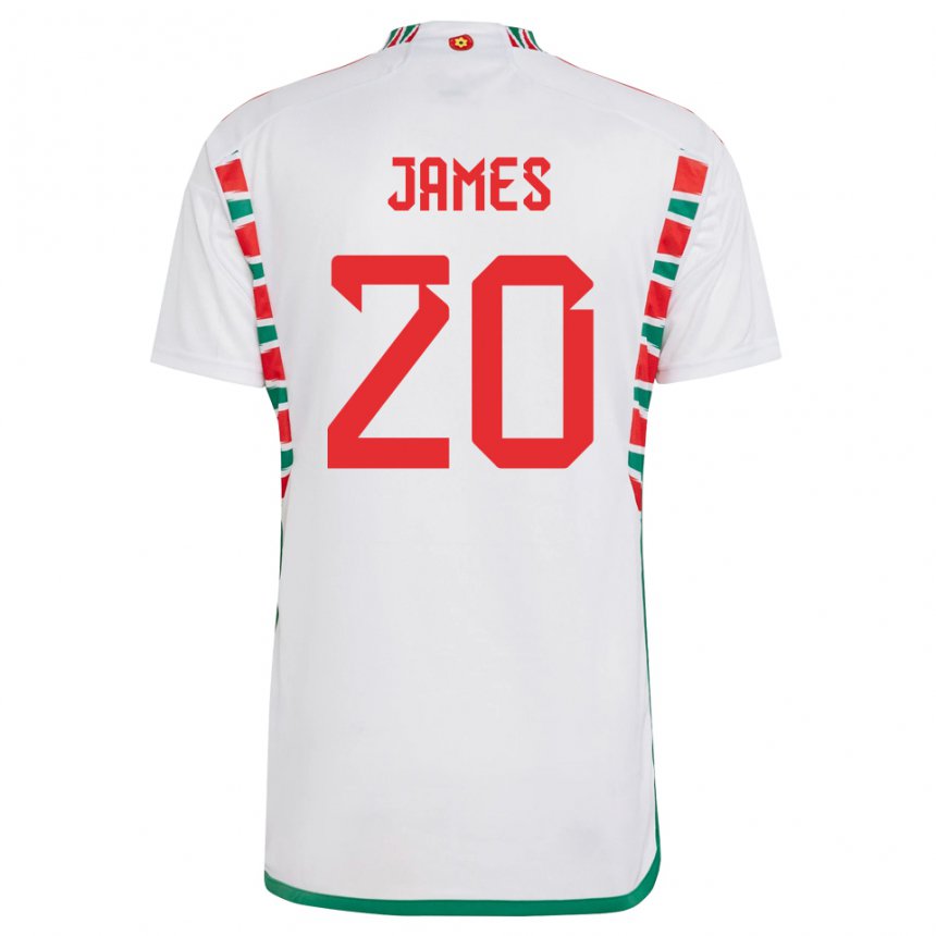 Børn Wales Daniel James #20 Hvid Udebane Spillertrøjer 22-24 Trøje T-shirt