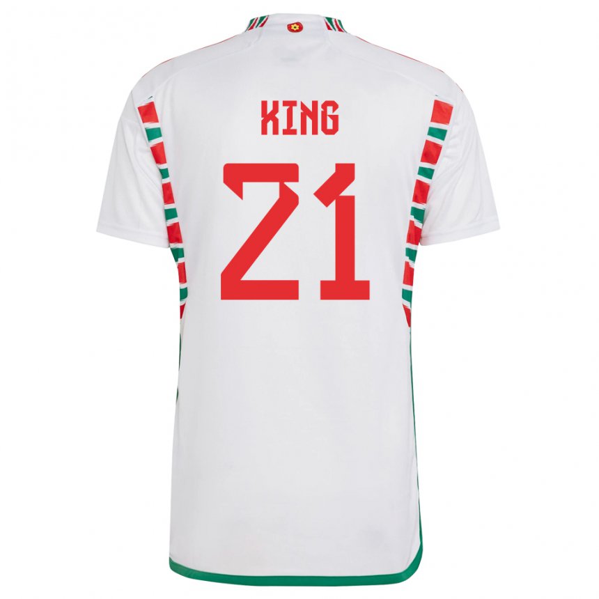 Børn Wales Tom King #21 Hvid Udebane Spillertrøjer 22-24 Trøje T-shirt