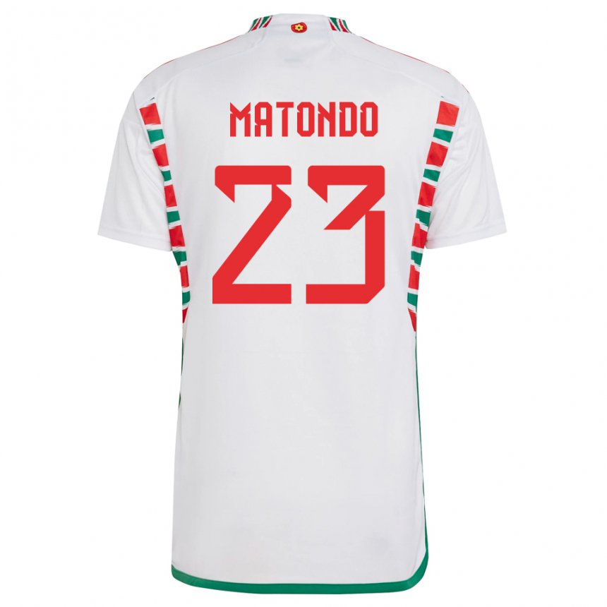 Børn Wales Rabbi Matondo #23 Hvid Udebane Spillertrøjer 22-24 Trøje T-shirt