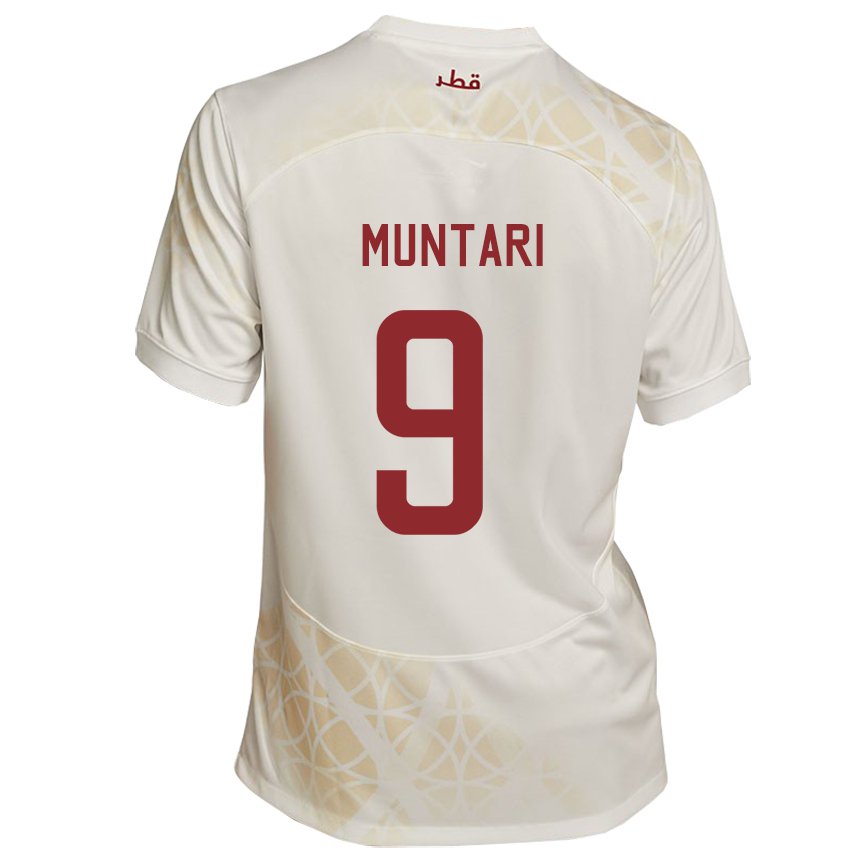 Børn Qatars Mohammed Muntari #9 Guld Beige Udebane Spillertrøjer 22-24 Trøje T-shirt
