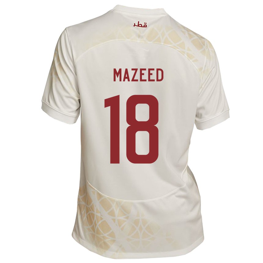 Børn Qatars Khalid Muneer Ali #18 Guld Beige Udebane Spillertrøjer 22-24 Trøje T-shirt