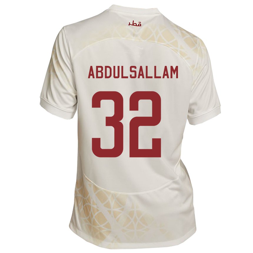 Børn Qatars Jassem Gaber Abdulsallam #32 Guld Beige Udebane Spillertrøjer 22-24 Trøje T-shirt