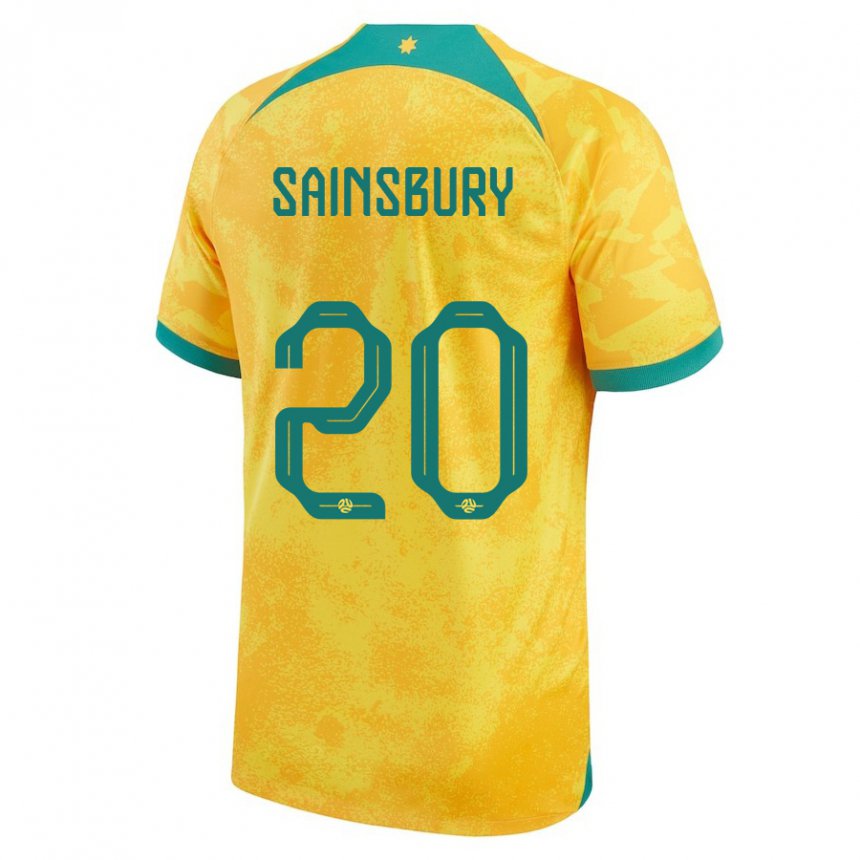 Mænd Australiens Trent Sainsbury #20 Gylden Hjemmebane Spillertrøjer 22-24 Trøje T-shirt