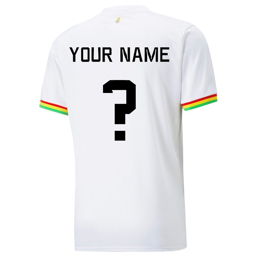 Mænd Ghanas Dit Navn #0 Hvid Hjemmebane Spillertrøjer 22-24 Trøje T-shirt
