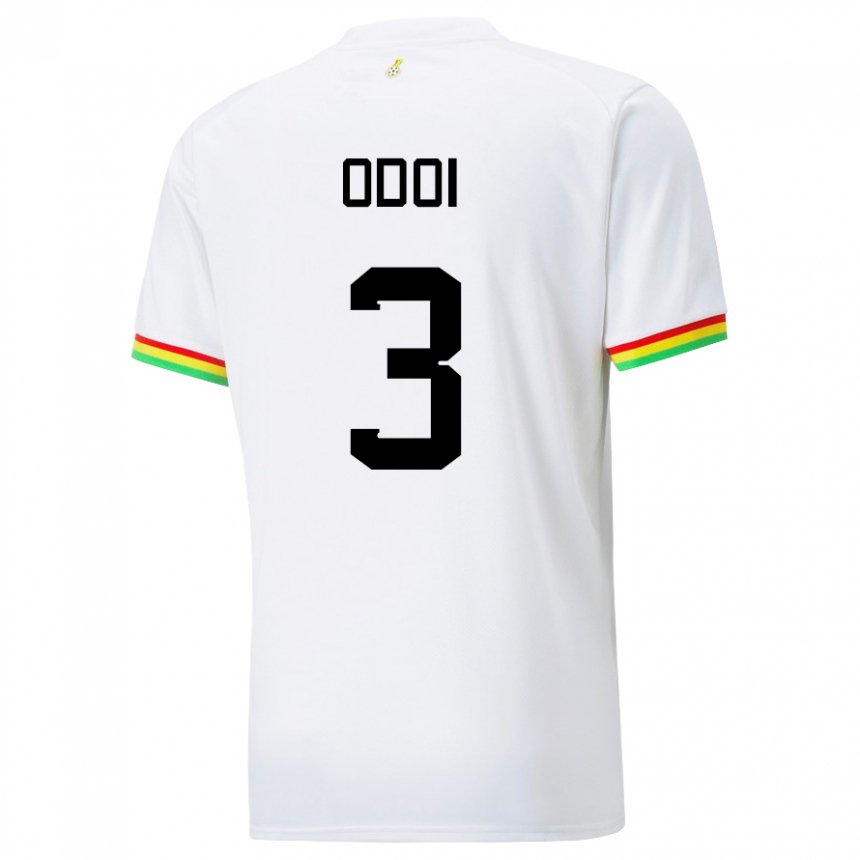 Mænd Ghanas Denis Odoi #3 Hvid Hjemmebane Spillertrøjer 22-24 Trøje T-shirt