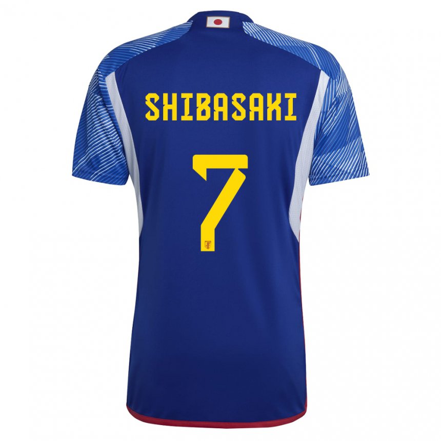 Mænd Japans Gaku Shibasaki #7 Kongeblå Hjemmebane Spillertrøjer 22-24 Trøje T-shirt