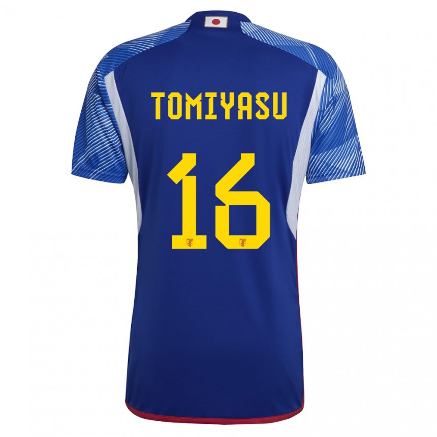 Mænd Japans Takehiro Tomiyasu #16 Kongeblå Hjemmebane Spillertrøjer 22-24 Trøje T-shirt