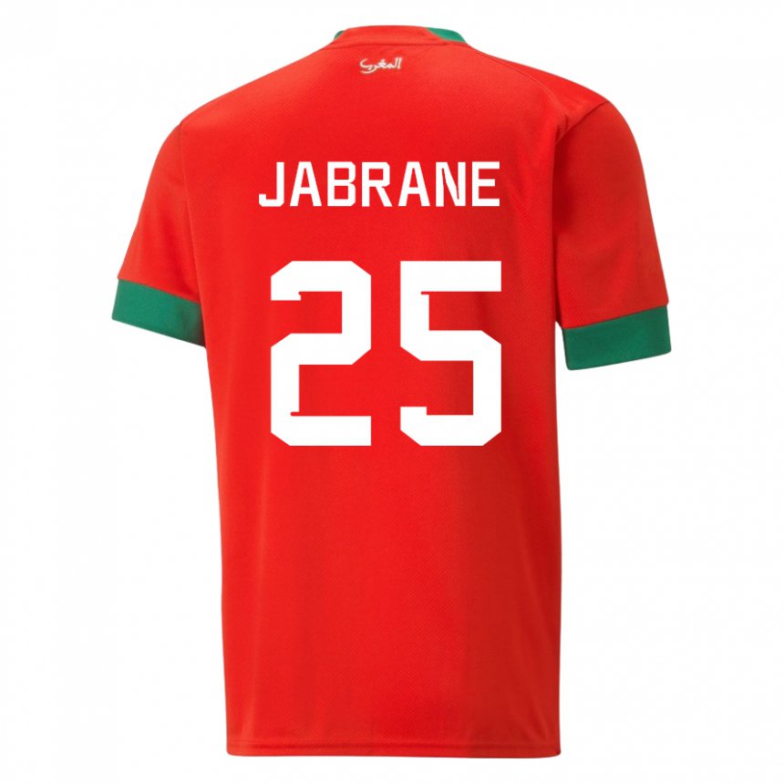 Mænd Marokkos Yahya Jabrane #25 Rød Hjemmebane Spillertrøjer 22-24 Trøje T-shirt
