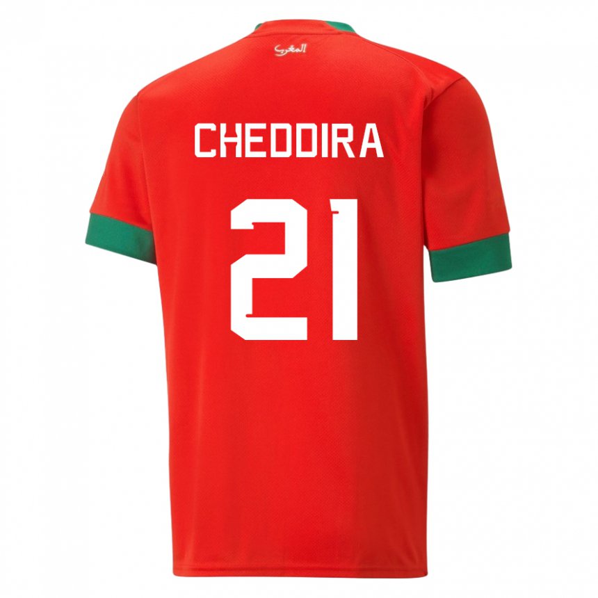 Mænd Marokkos Walid Cheddira #21 Rød Hjemmebane Spillertrøjer 22-24 Trøje T-shirt