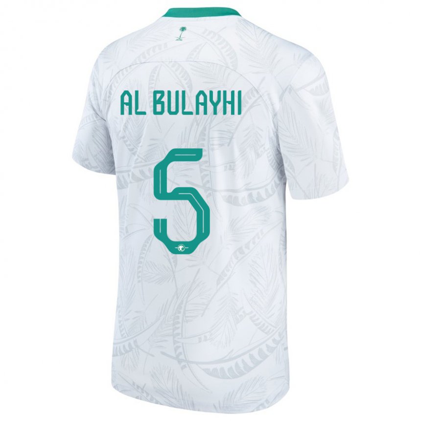 Mænd Saudi-arabiens Ali Al Bulayhi #5 Hvid Hjemmebane Spillertrøjer 22-24 Trøje T-shirt