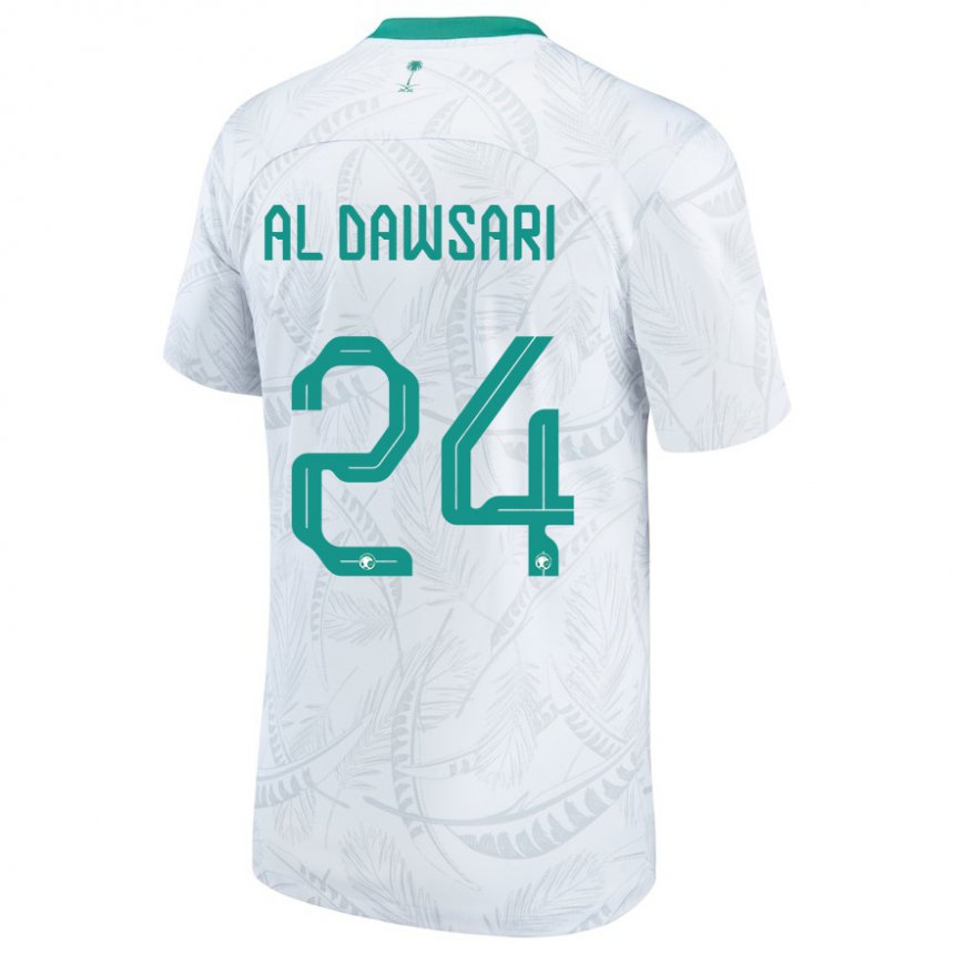 Mænd Saudi-arabiens Nasser Al Dawsari #24 Hvid Hjemmebane Spillertrøjer 22-24 Trøje T-shirt