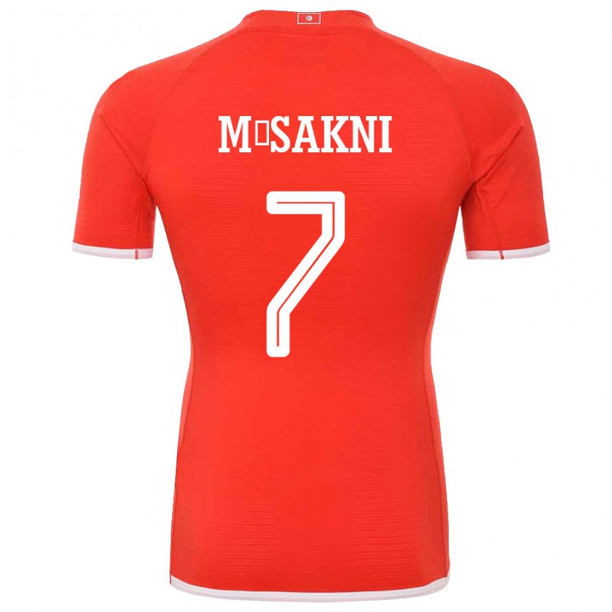 Mænd Tunesiens Youssef M Sakni #7 Rød Hjemmebane Spillertrøjer 22-24 Trøje T-shirt