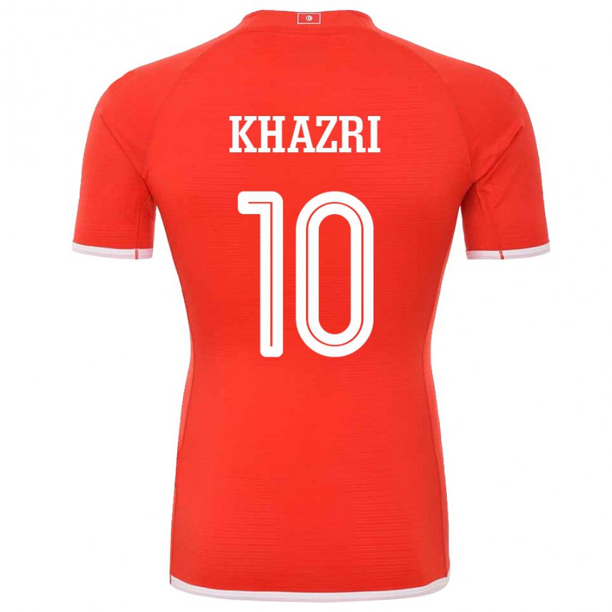 Mænd Tunesiens Wahbi Khazri #10 Rød Hjemmebane Spillertrøjer 22-24 Trøje T-shirt