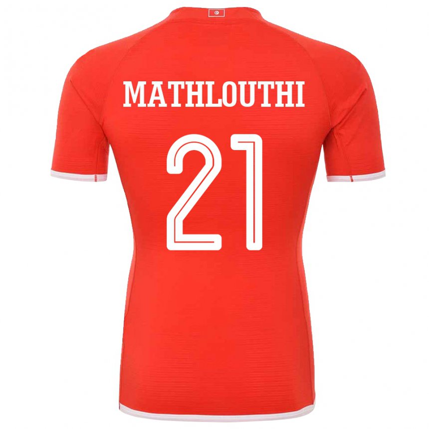 Mænd Tunesiens Hamza Mathlouthi #21 Rød Hjemmebane Spillertrøjer 22-24 Trøje T-shirt