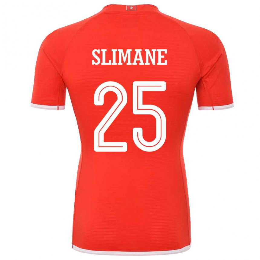 Mænd Tunesiens Anis Ben Slimane #25 Rød Hjemmebane Spillertrøjer 22-24 Trøje T-shirt